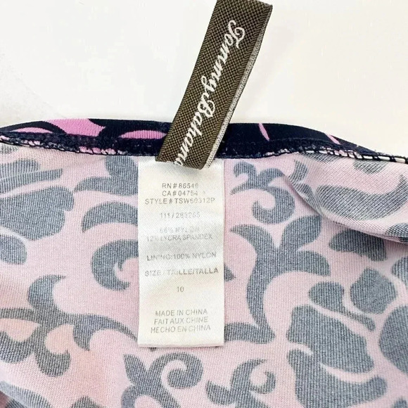 TOMMY BAHAMA One Piece Plunging Keyhole Neck Halter Swimsuit 10 - Picture 6 of 9